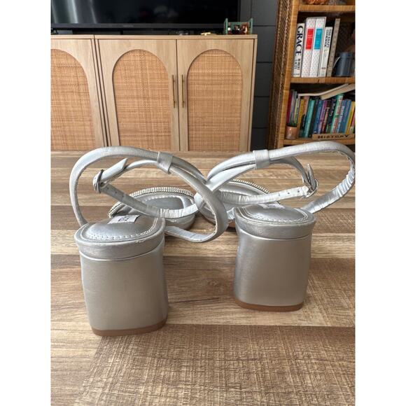 Women's Steve Madden Amalya Glitter Studded Strappy Block Heel Sandal size 8.5 - Picture 4 of 6